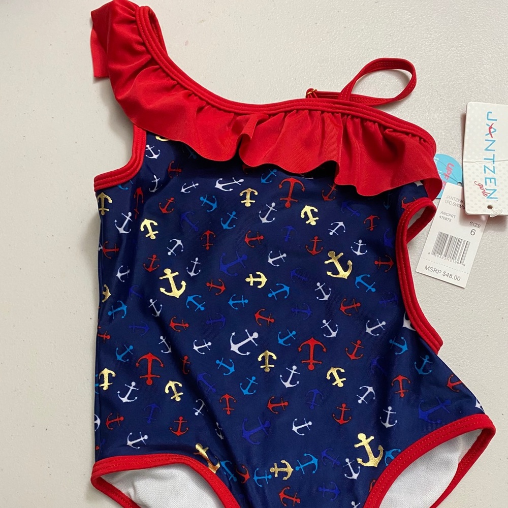 Jantzen girls size 6 UPF 50+ one piece swimsuit